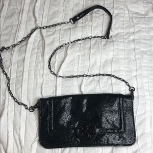 Tory Burch Black Metallic snakeskin crossbody